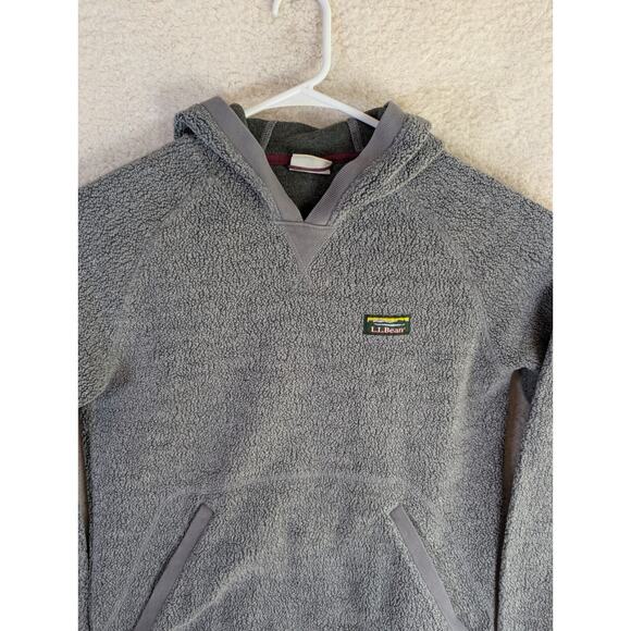 LL Bean Hoodie Sweatshirt Mens Small Gray Tumbled Sherpa Pile Pullover - Picture 10 of 16